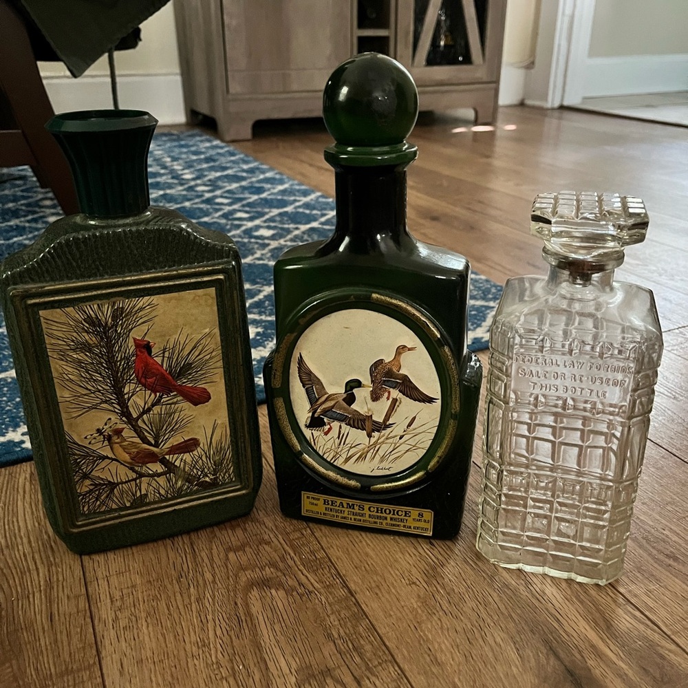 Vintage set of three decanters